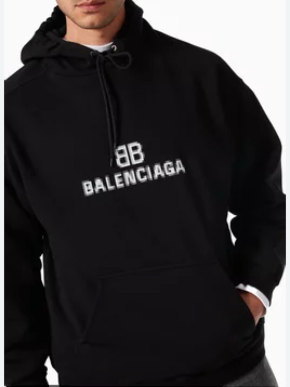 Balenciaga Black Hoodie with White Logo and Orange Inner Layer Unisex